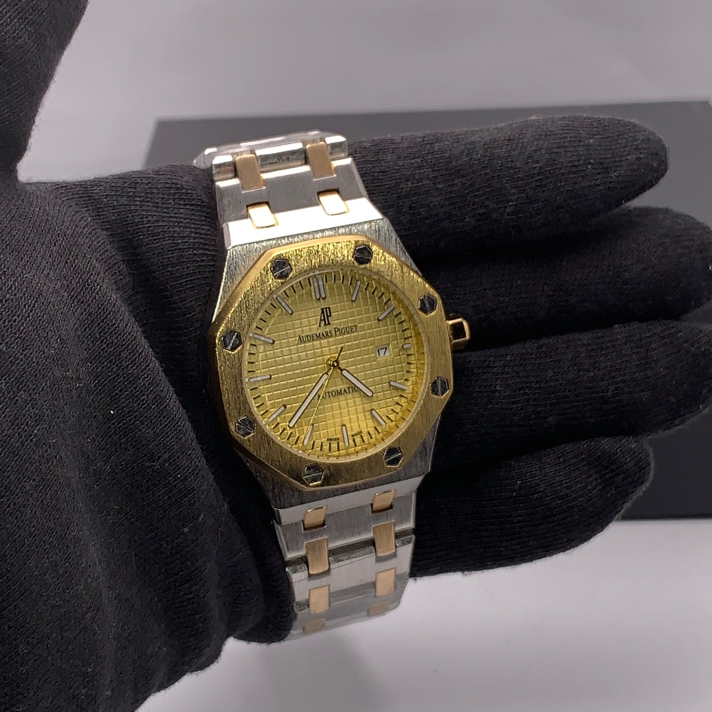Audemars Piguet Silver Chain Golden Dial Luxury Watch