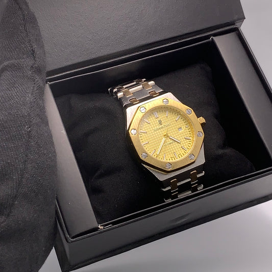 Audemars Piguet Silver Chain Golden Dial Luxury Watch