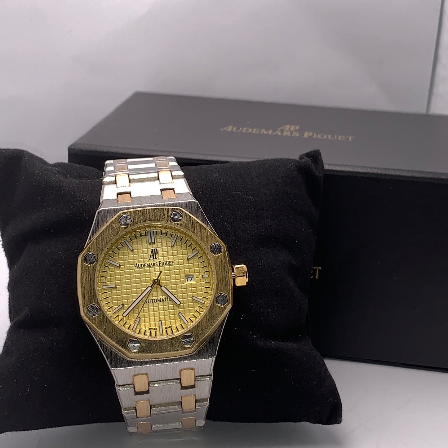 Audemars Piguet Silver Chain Golden Dial Luxury Watch